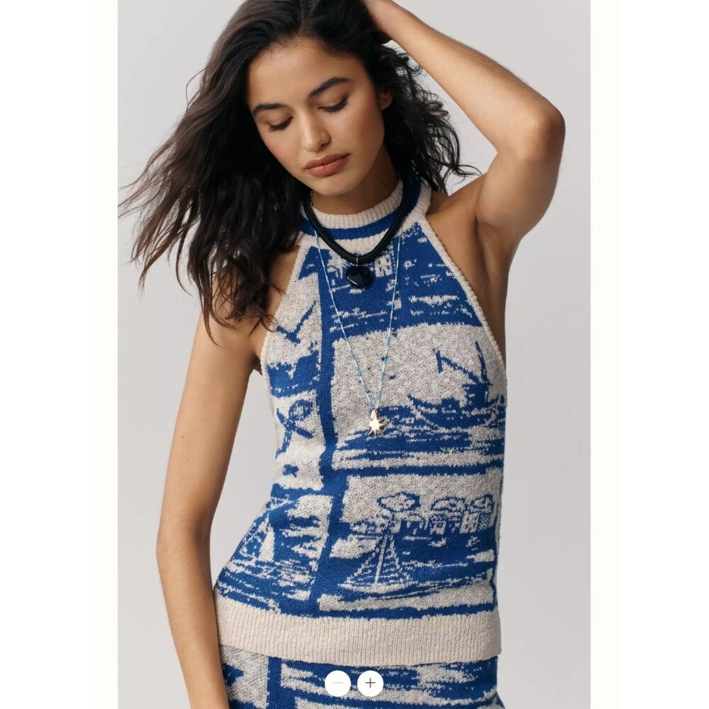 Anthropologie Maeve Nautical Halter Tank Sweater